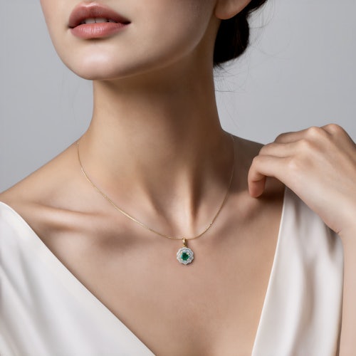 Zawieszka Rosavine: dwukolorowe złoto, szmaragd, diamenty